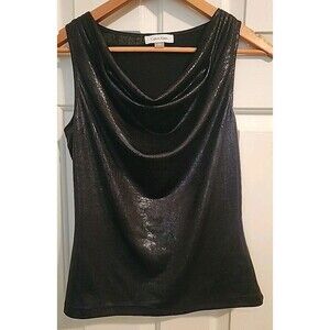 Calvin Klein Womens Small Top Sleevless Sexy Cowl Neck Sparkle Rave Wimsigoth